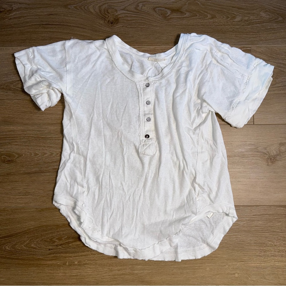 We The Free Free People White Short Sleeve Top